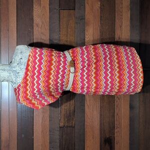 Iz Byer Pink and Orange Zigzag Dress